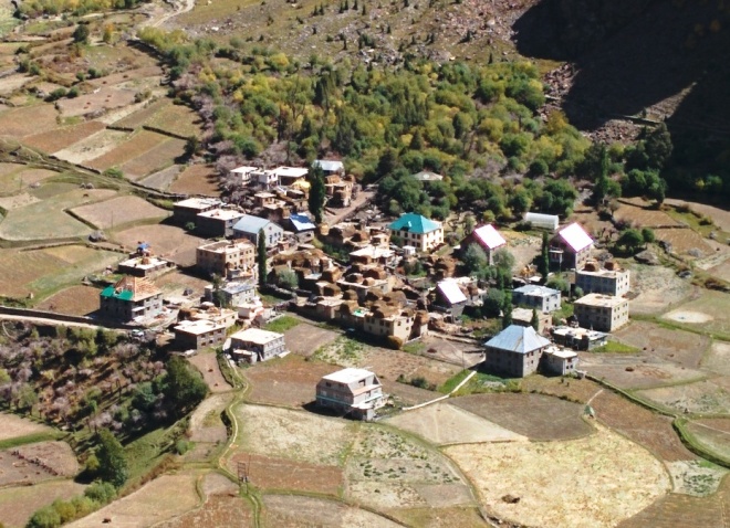 Top view of Tino Village, near Zong Gompa